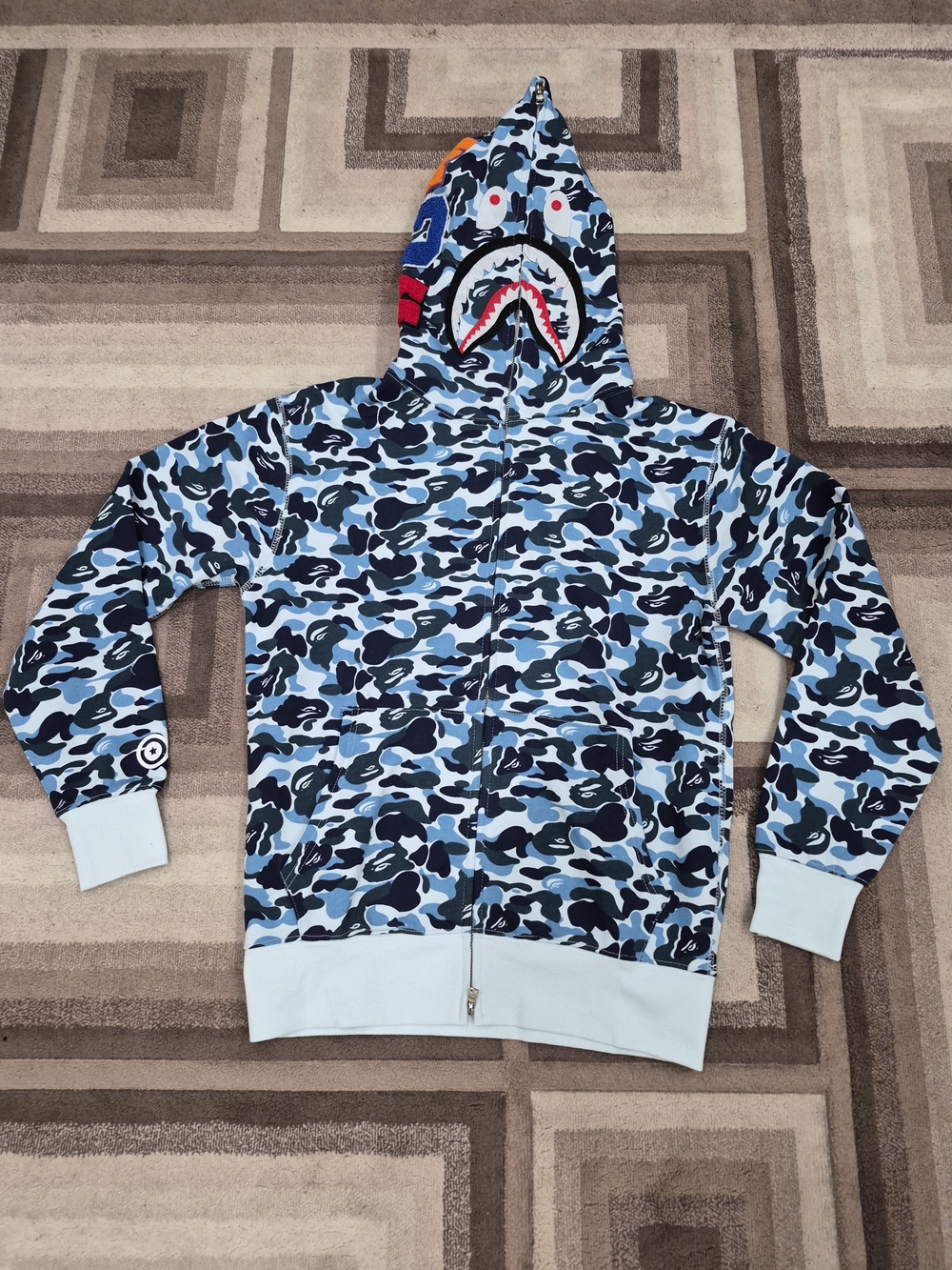 Bape Blue Camo Zip-Up - Size Medium Mens